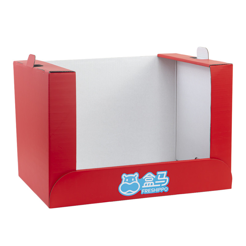 新品超市货架纸箱零食展示盒陈列摆放瓦楞收纳加厚纸盒折叠款定制