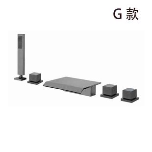 枪灰色浴缸龙头五件套黑色大瀑布出水全铜主体花洒浴盆冷热水龙头