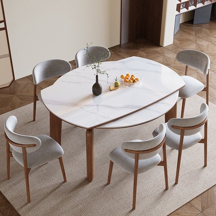 实木加厚餐桌简约现代方圆桌家用小户型饭桌可伸缩岩板折叠桌,住宅家具,岩板餐桌,淘宝优惠券,粉丝福利购,淘宝优惠卷