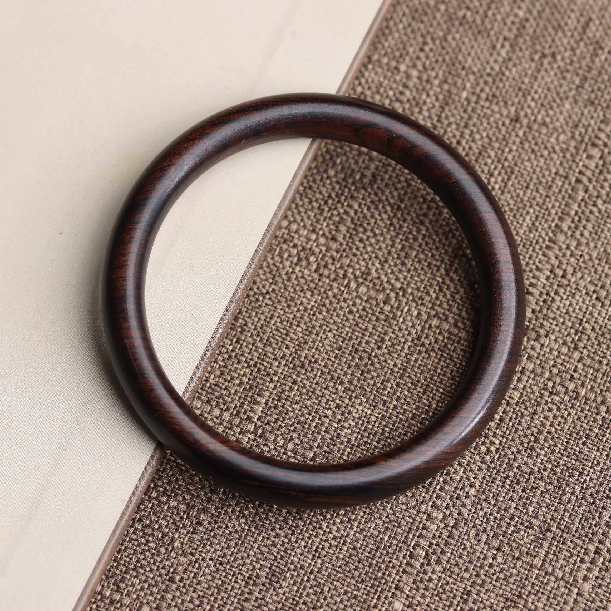 天然紫光檀手镯子老料檀香木女款首饰贵妃镯文艺复古民族风木镯子