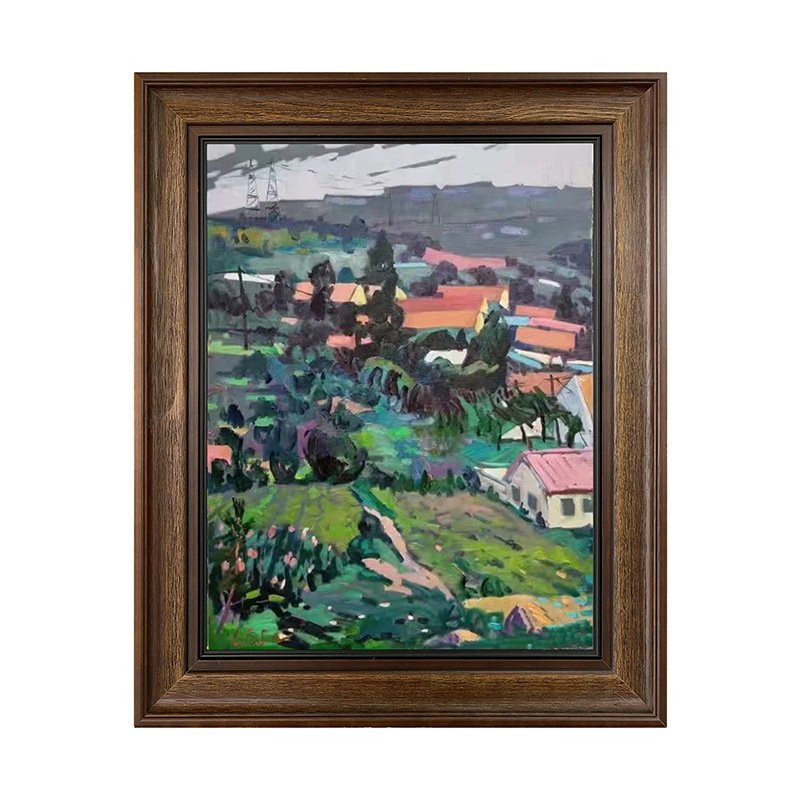 手绘油画现代简约餐厅花卉肌理油画手工立体客厅装饰画实木框图片