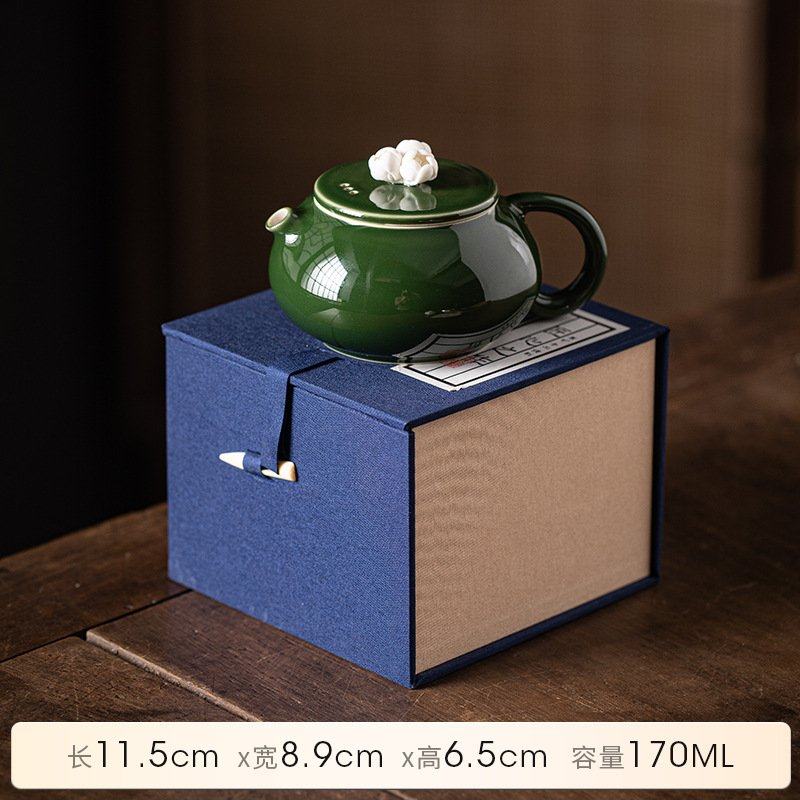 手工陶瓷梅花茶壶祖母绿单壶家用复古普洱白茶泡茶功夫茶具泡茶壶,餐饮具,茶壶,淘宝优惠券,粉丝福利购,淘宝优惠卷