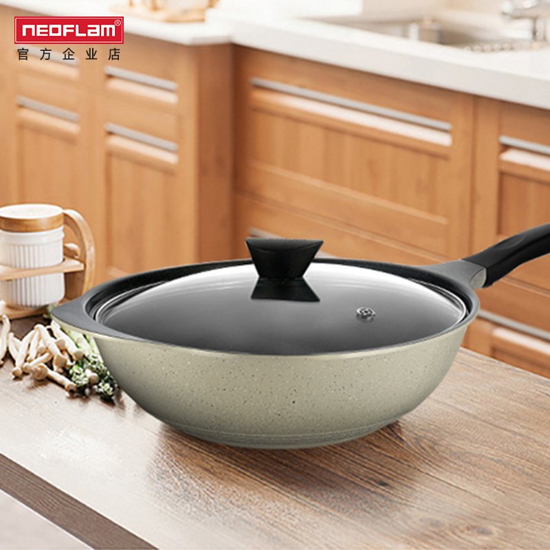 Neoflam韩国麦饭石不粘锅煎锅炒锅平底锅具电磁炉燃煤气32cm