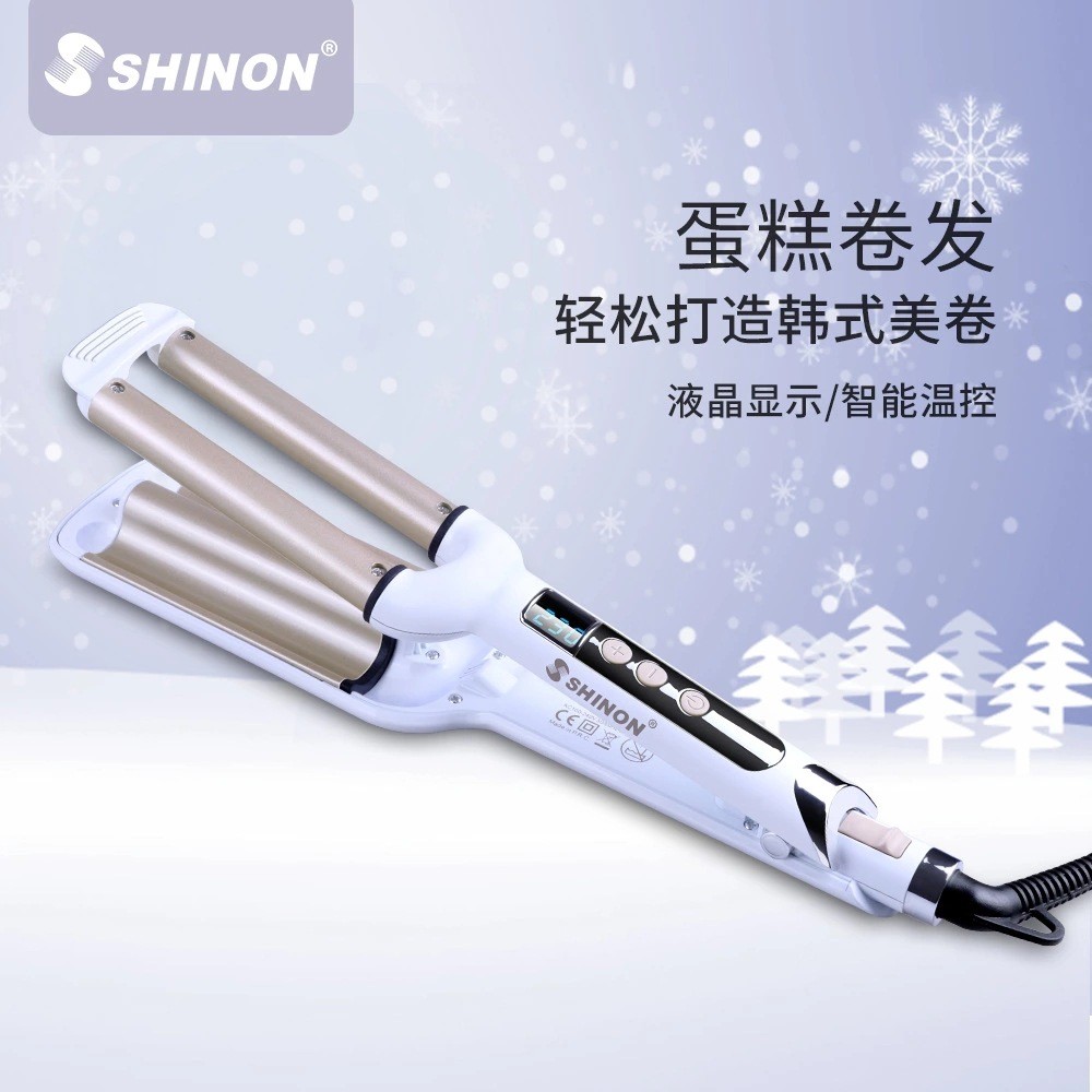 厂家货源热销2合1卷发器 卷发棒液晶显示3管调温烫发器蛋卷棒8039