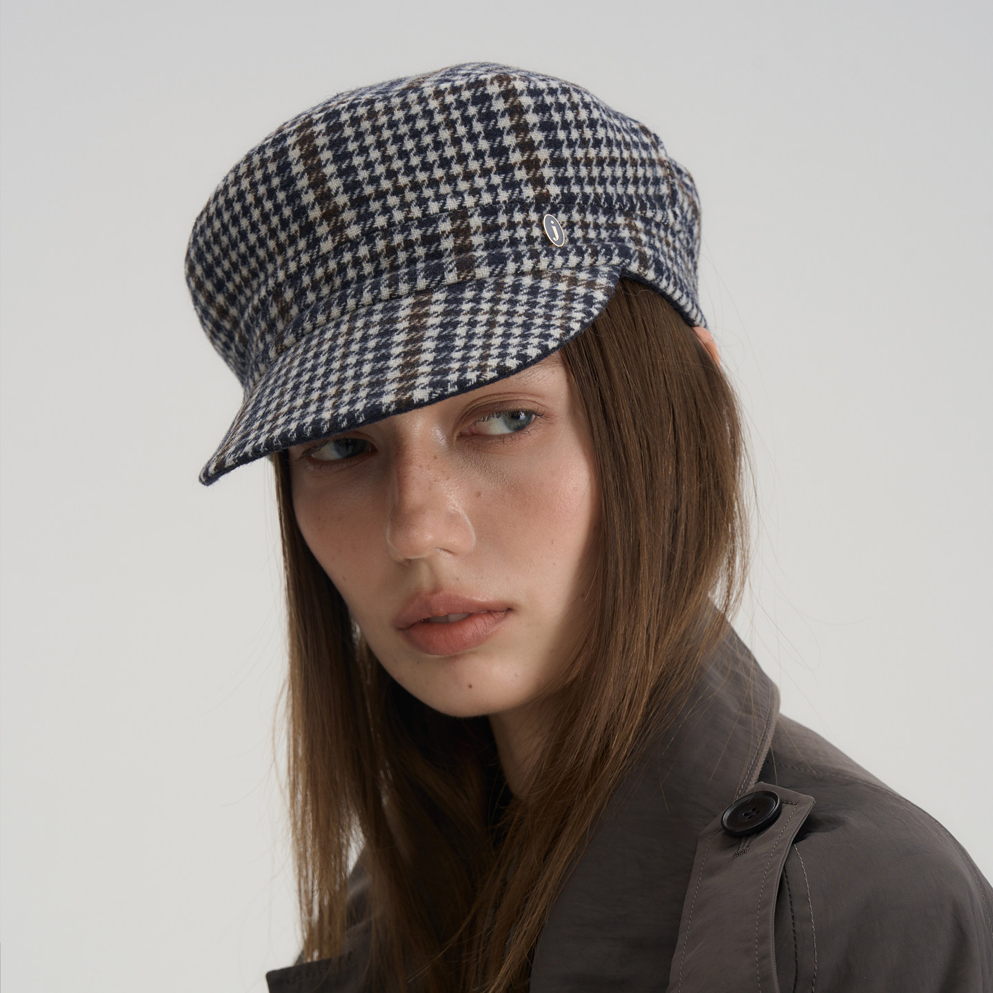 JOJOKUR 25AW黑白千鸟格礼帽双面呢骑士帽线下同款英气复古显脸小,服饰配件/皮带/帽子/围巾,帽子,淘宝优惠券,粉丝福利购,淘宝优惠卷