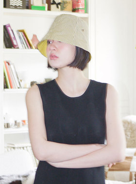 JOJOKUR 春夏新品双面戴透气黄色灯罩帽渔夫帽防晒帽盆帽显脸小