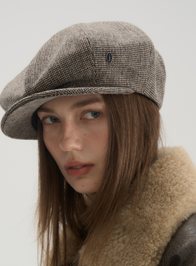 JOJOKUR 小众中性老钱风限定色谱麦棕色进口羊毛八角报童帽秋冬