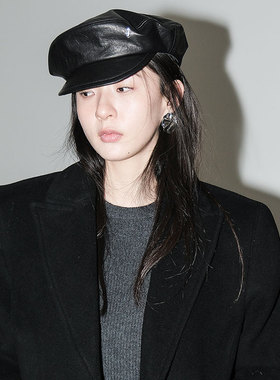 JOJOKUR 小众复古中古气质头层油蜡牛皮圆顶报童帽秋冬款