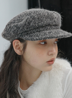 JOJOKUR 格纹圆顶造型秋冬贝雷帽显脸小时尚配饰修饰脸型Beret帽