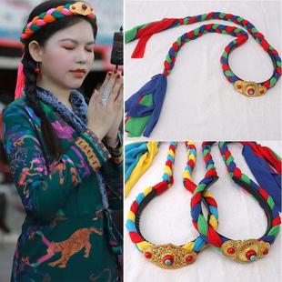 首饰压发辫子西藏女士编假头发民族发箍仿金 藏族头饰女藏式 藏式