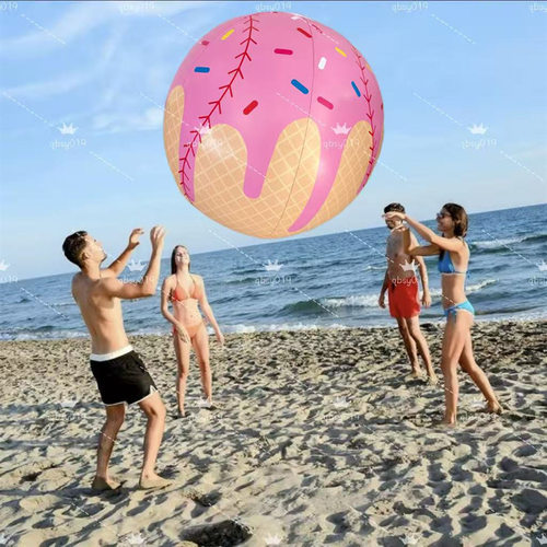 PVC跨境新品充气冰淇淋球 儿童户外沙滩充气球亲子游戏互动玩具球
