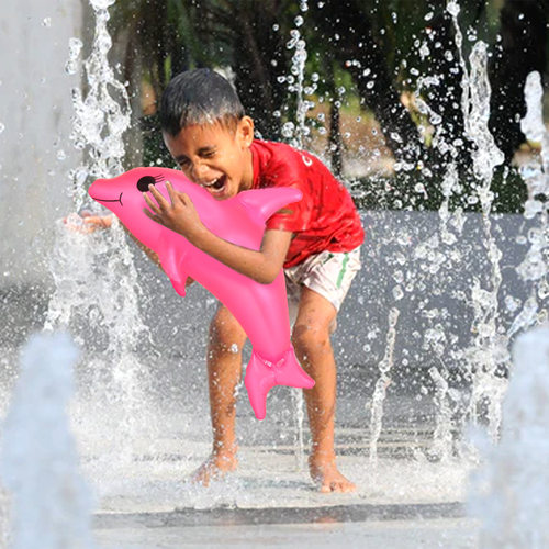 PVC儿童充气玩具小海豚 宝宝戏水海豚玩具带铃铛儿童充气玩具海豚