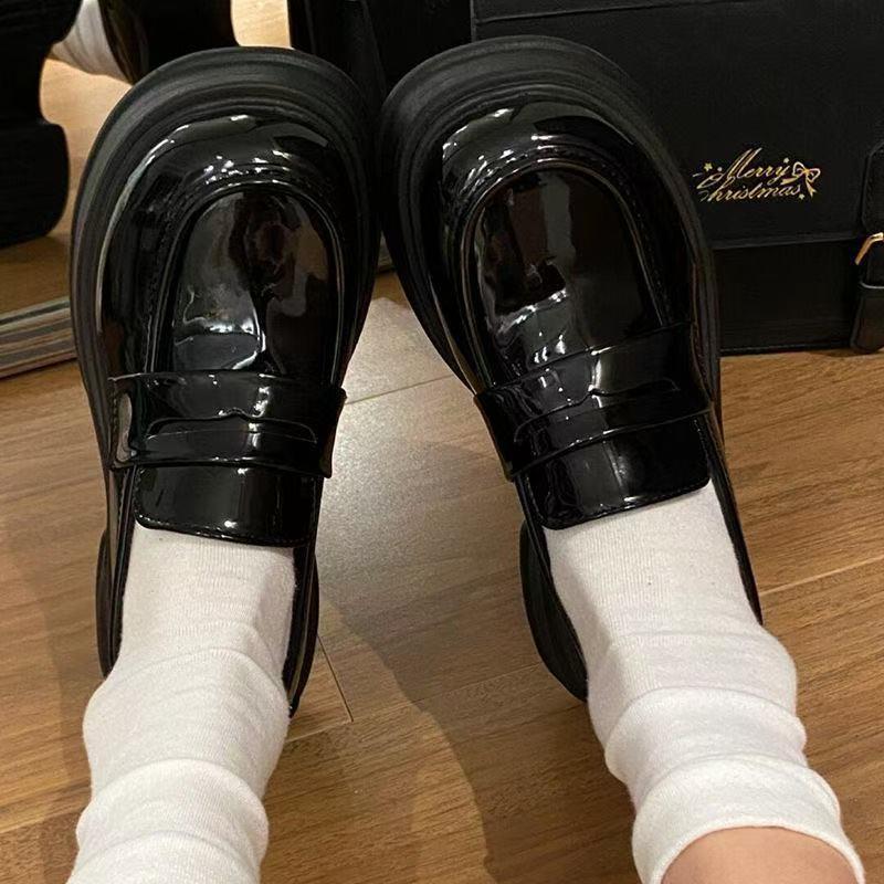 日系小皮鞋女2025春季新款英伦风黑色厚底乐福鞋复古jk制服单鞋子