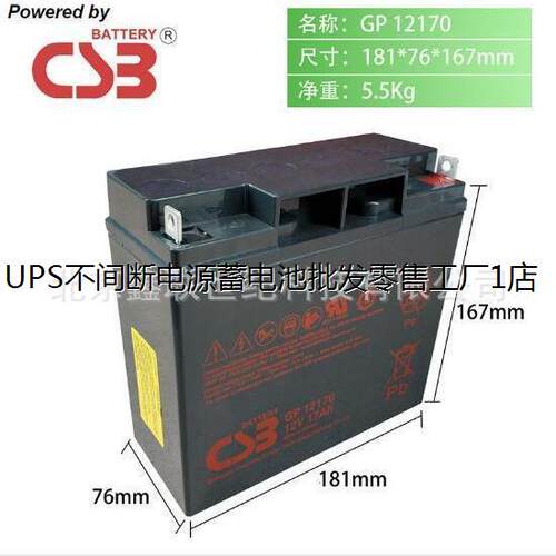 CSB蓄电池GP12170/ups免