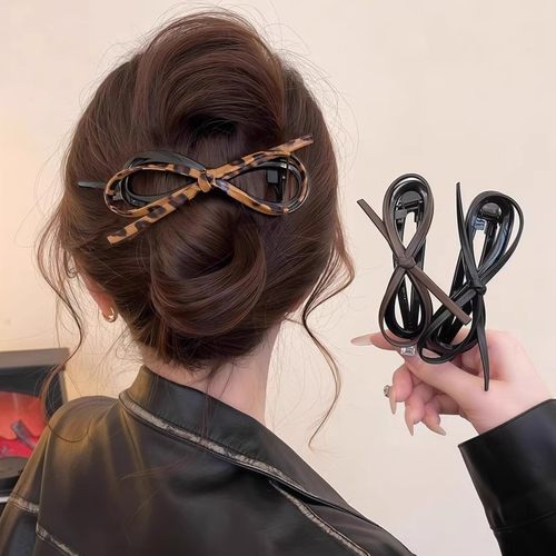 2025新款豹纹蝴蝶结扭扭发夹