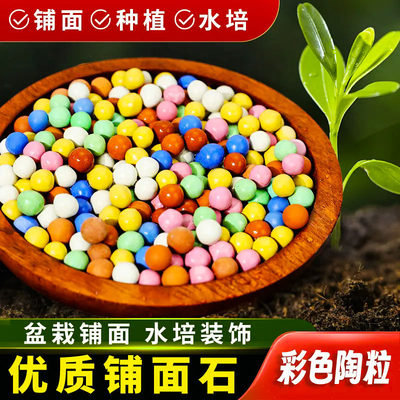 彩色陶粒颗粒花用垫底花卉铺面透气养花水培盆栽铺面石多肉营养