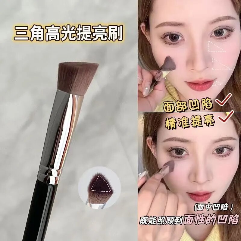斜三角熨斗刷遮瑕刷单支软毛不吃粉无痕泪沟提亮高光刷化妆刷沧州图片