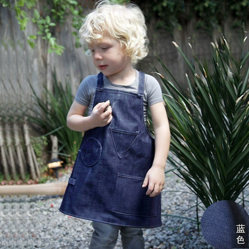 Детский джинсовый фартук для рисования, художественный нагрудник без рукавов, кисть для письма для мальчиков, подходит для подростков