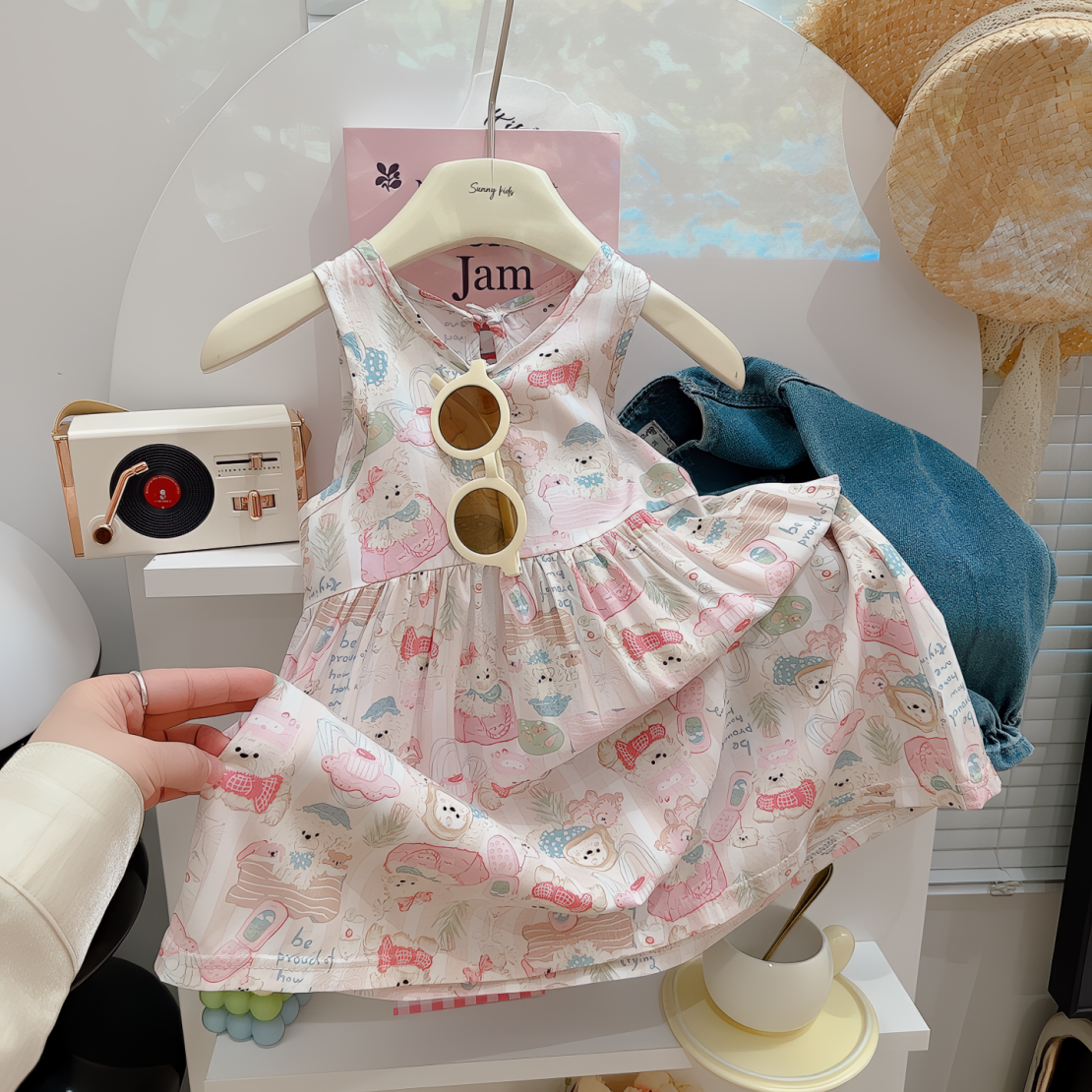 儿童连衣新款棉绸吊带背心裙裙夏季女童碎花公主裙沙滩裙女宝夏季
