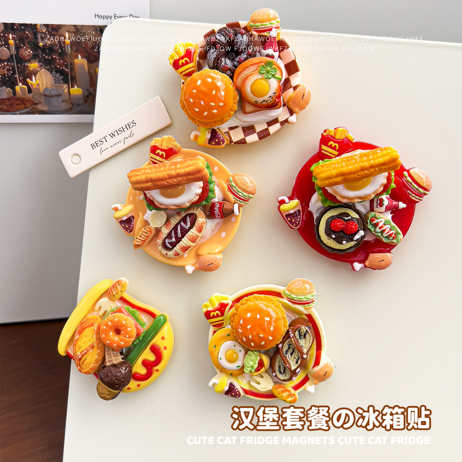 新款汉堡套装冰箱贴磁贴多层仿真汉堡DIY冰箱贴磁铁强吸装饰摆件