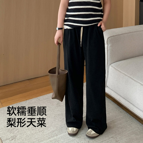YUZI糯米阔腿裤大码女舒适垂感