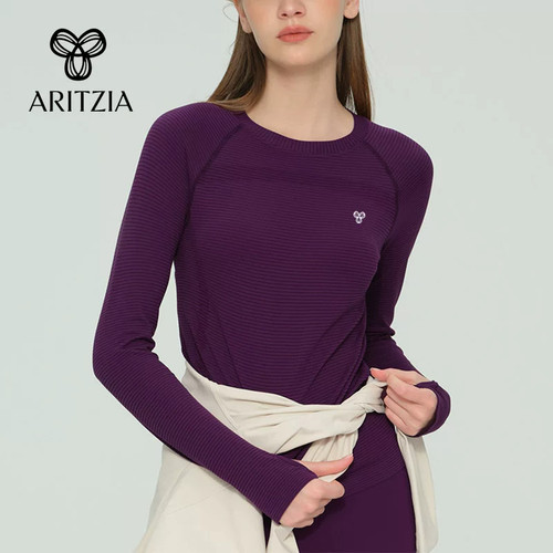 加拿大Aritzia TNA秋季瑜伽健身长袖百搭简约速干T恤运动上衣圆领