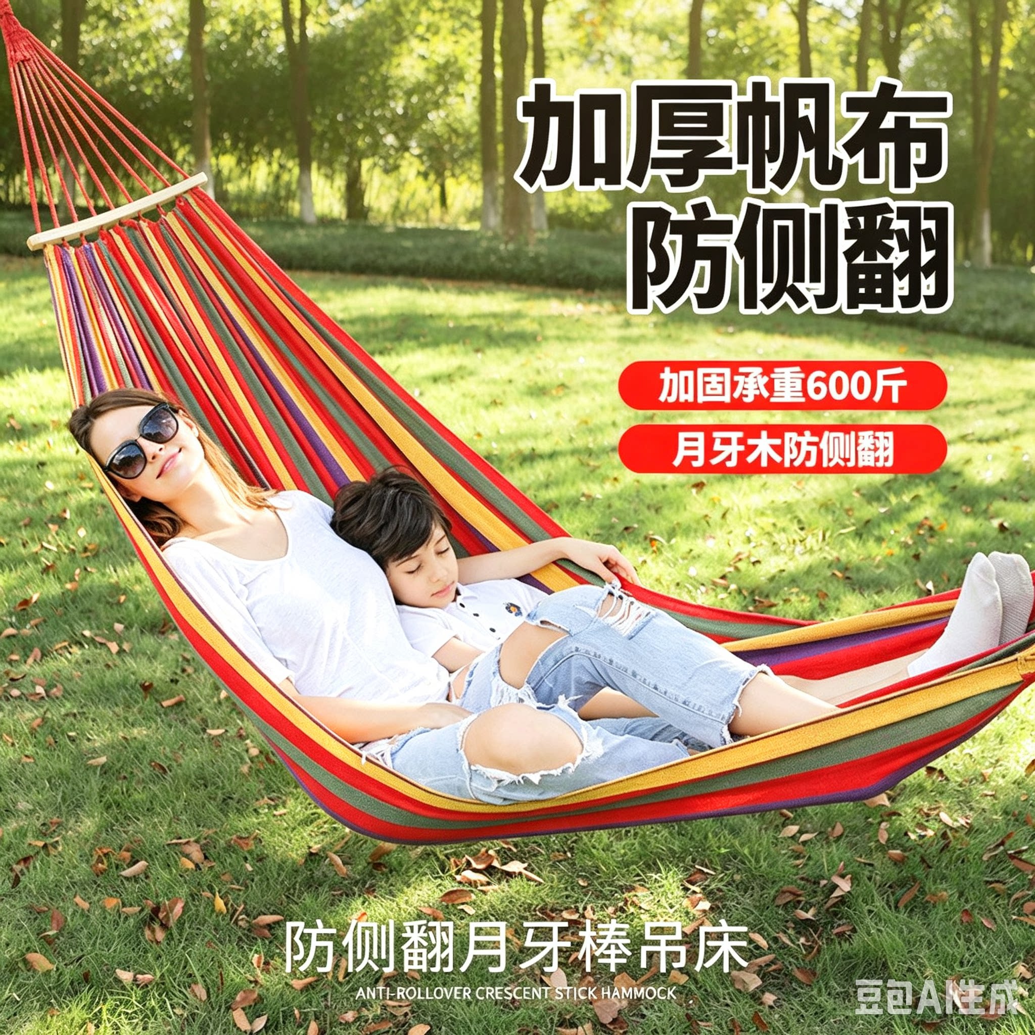 吊床户外成人加厚荡秋千防侧翻吊椅摇床庭院室内露营儿童彩色条纹