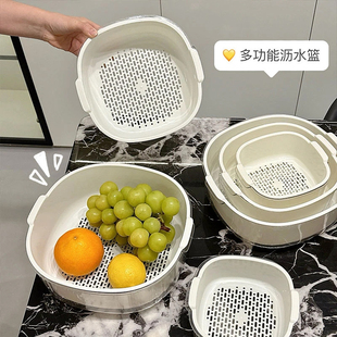 双层沥水篮厨房洗菜盆用品客厅用水果果盘篮子淘菜盆茶几家用收纳