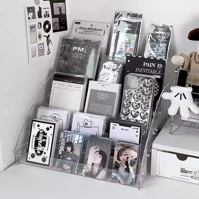 吧唧展示架透明桌面谷子收纳盒阶梯架子立牌卡片徽章亚克力小卡CD,收纳整理,桌面收纳盒,淘宝优惠券,粉丝福利购,淘宝优惠卷