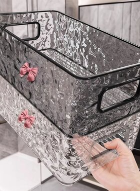 透明亚克力收纳盒桌面ins化妆品零食收纳筐护肤品梳妆台杂物盒子