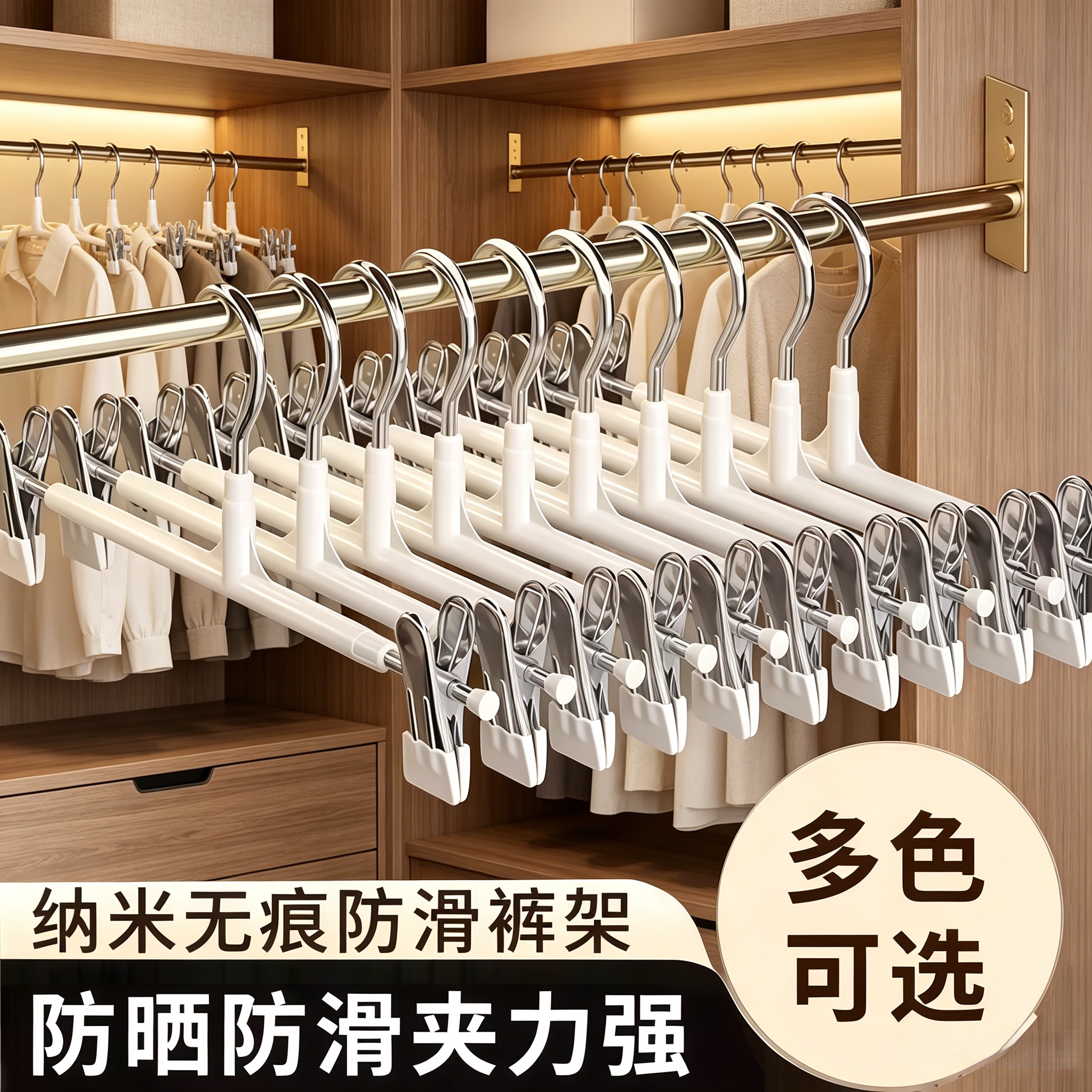 裤架家用强力无痕裤夹夹子晾衣夹两用袜夹jk群夹可调节宽度裤夹子