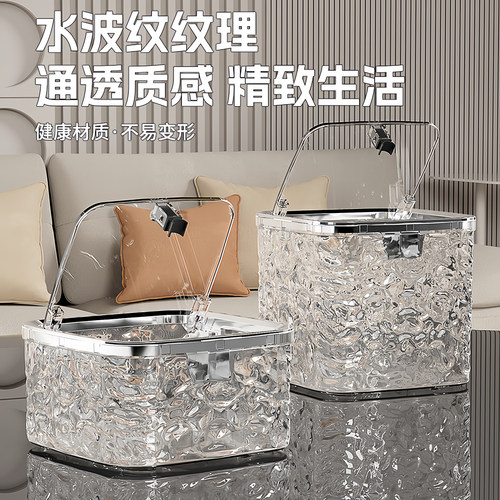 水波纹桌面垃圾桶家用客厅轻奢风