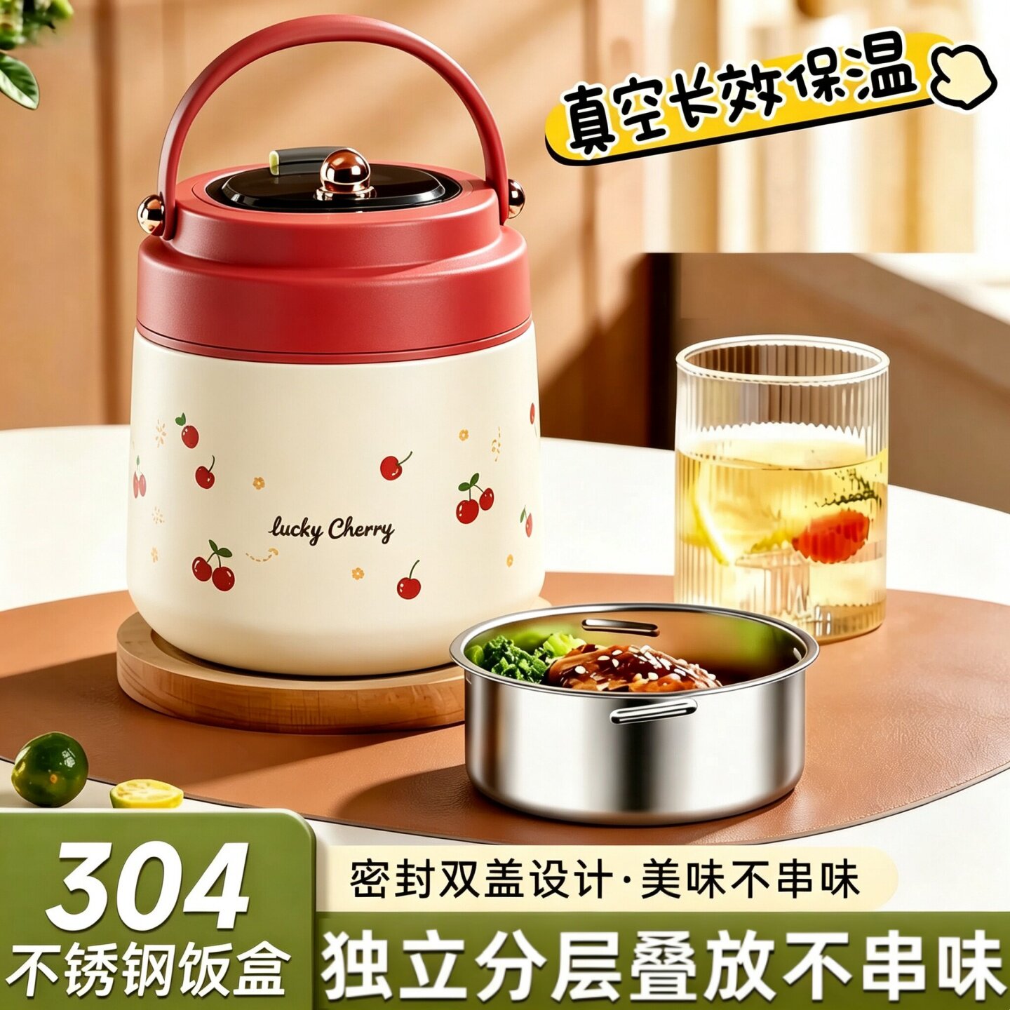 保温饭盒便携带饭桶上班族高中学生提桶汤壶碗2026新款简约便当盒