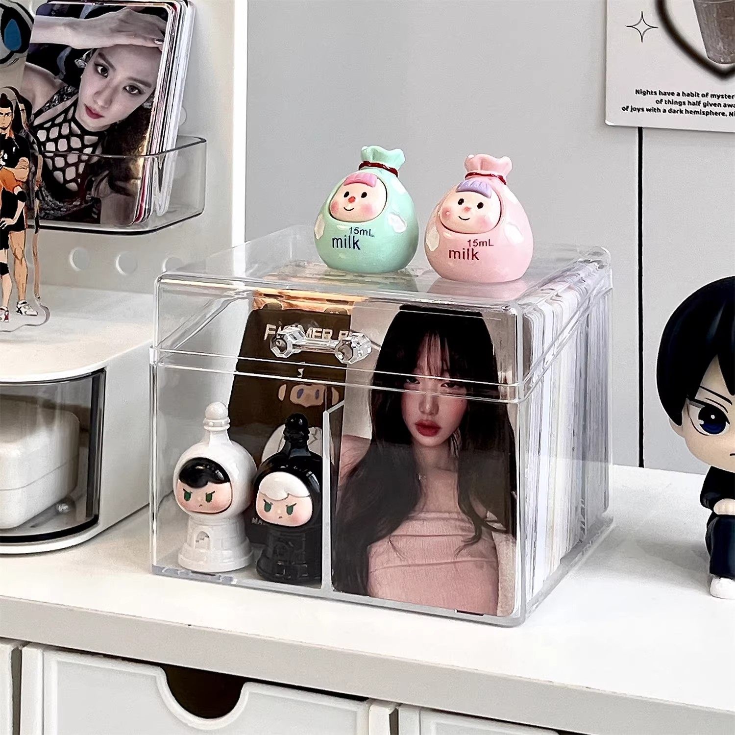 卡片收纳盒透明亚克力桌面明星小卡周边吧唧防尘翻盖整理盒子,收纳整理,卡片收纳盒/册,淘宝优惠券,粉丝福利购,淘宝优惠卷