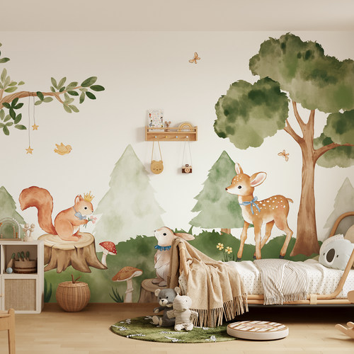 meitinghome森林儿童房定制墙布