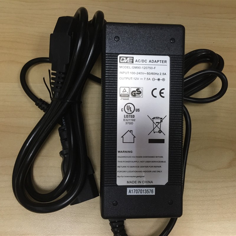 冠宇达GVE 12V7.5A GM90-120750-F电源适配器云盘 显示器电源线