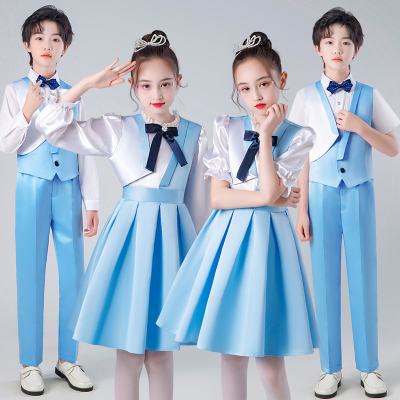 六一儿童朗诵比赛爱国演出服女童合唱初中诗歌小学生演讲礼服服装
