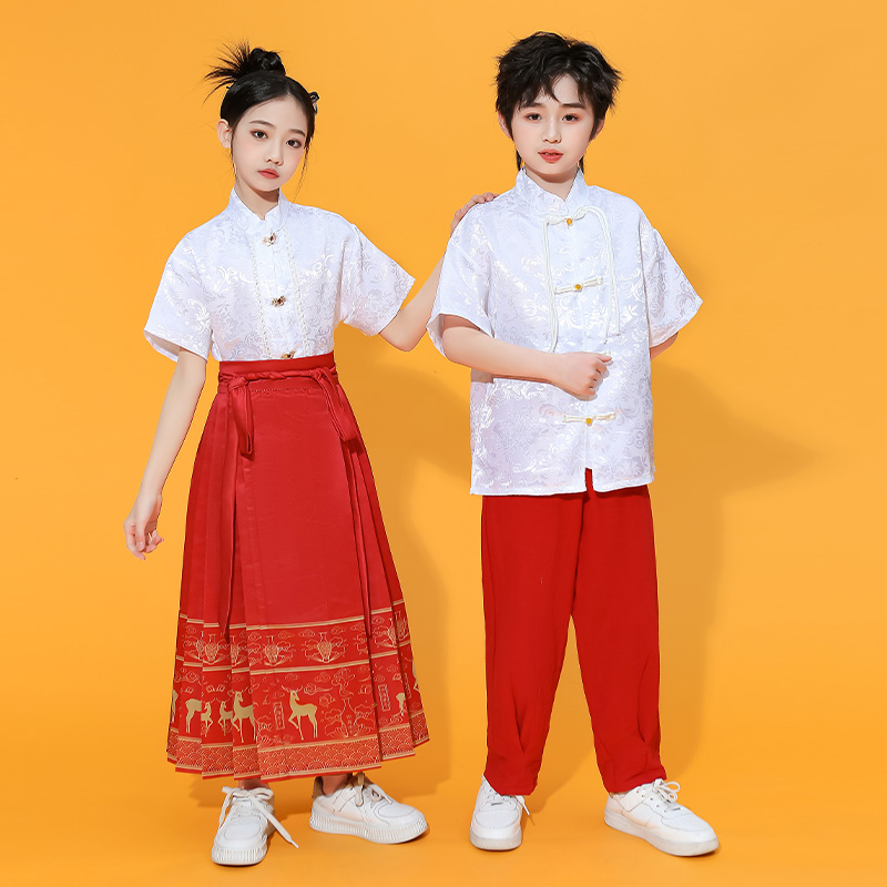儿童中国风合唱演出服春秋马面裙女童表演服装小学生朗诵国潮汉服