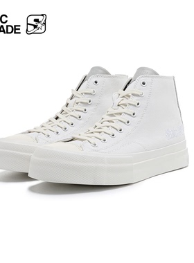 TCMADE x STA偷心集团 联名 高帮厚底帆布鞋拼皮 白色厚底硫化鞋