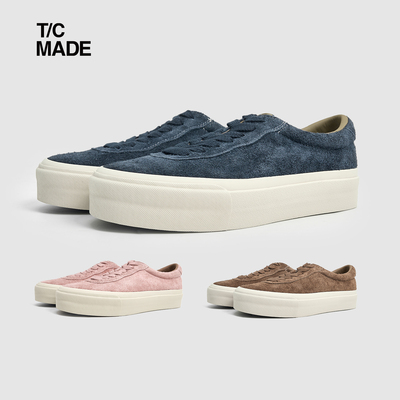 TCMADE 001P秋冬新配色翻毛牛皮帆布鞋 低帮厚底增高硫化鞋男女款