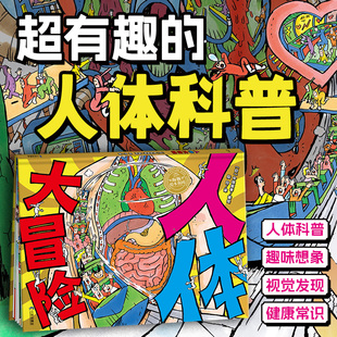 人体大冒险 精装硬壳海豚绘本花园超级眼力运动会系列3-6岁宝宝专注力想象力启蒙培养趣味绘本 幼儿亲子阅读 人体趣味科普