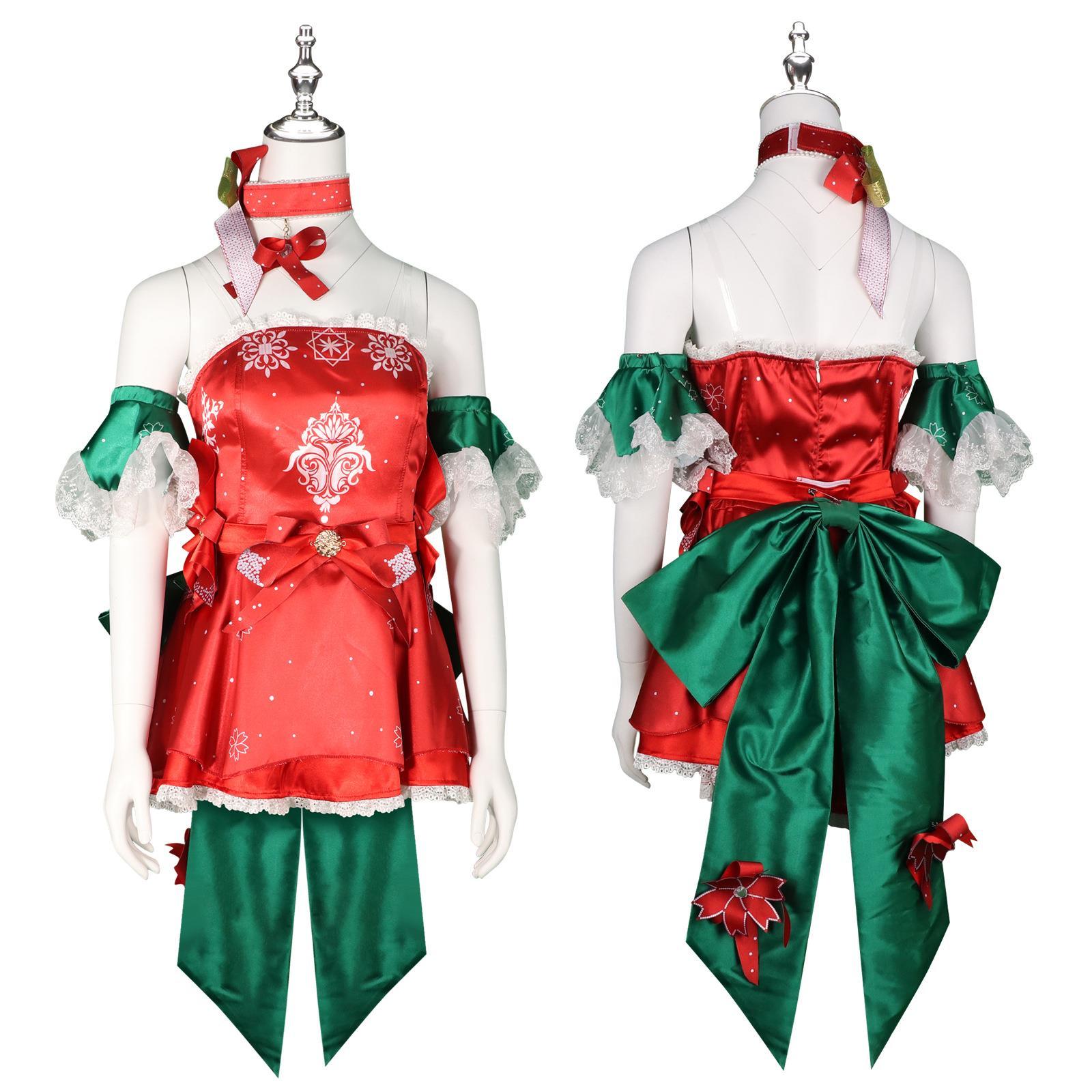 圣诞装圣诞主题动漫角色同款红色连衣裙甜美清新少女装扮套装裙子