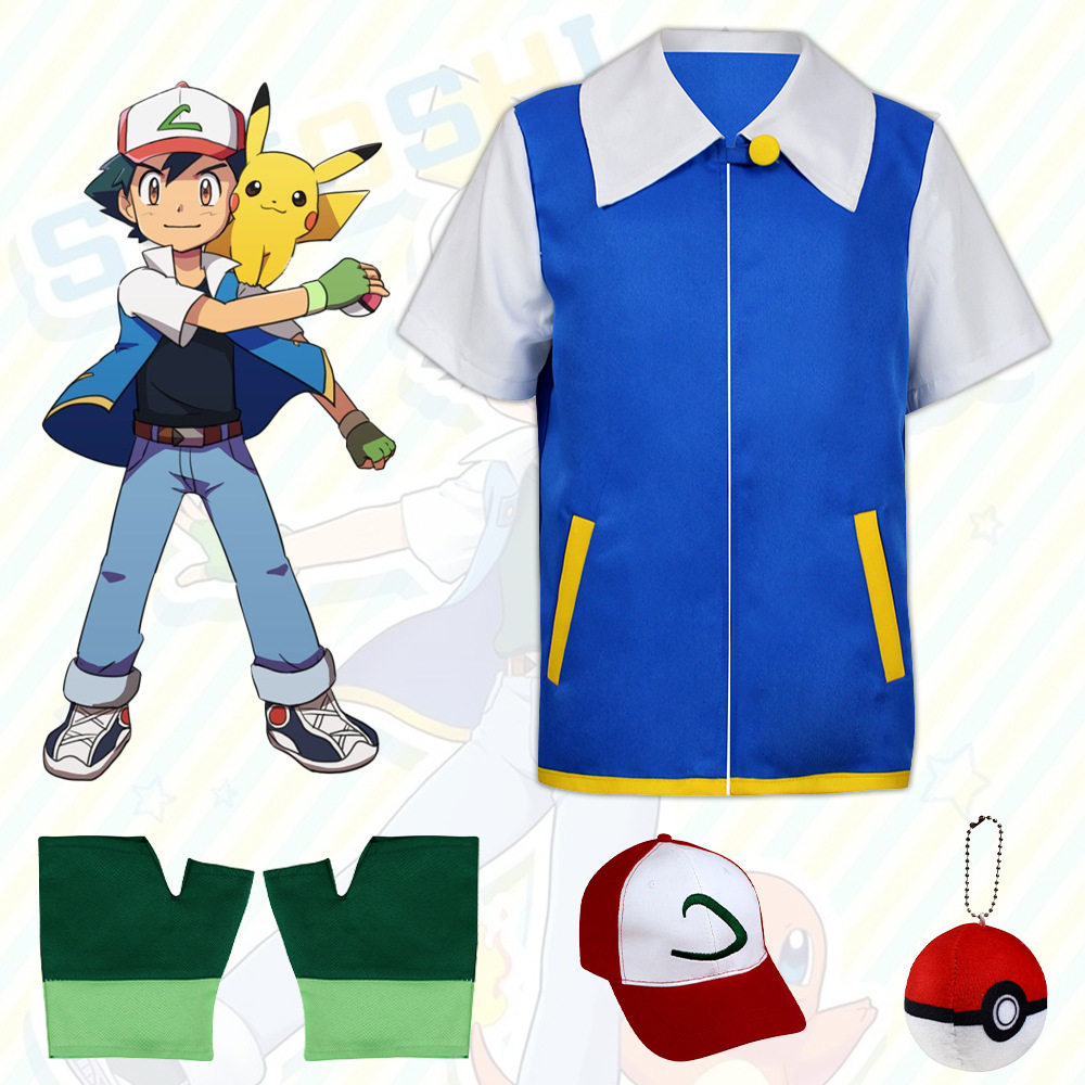 5神奇宝贝小智cosplay服宠物小精灵Pokémon卡通帽子儿童动漫套装