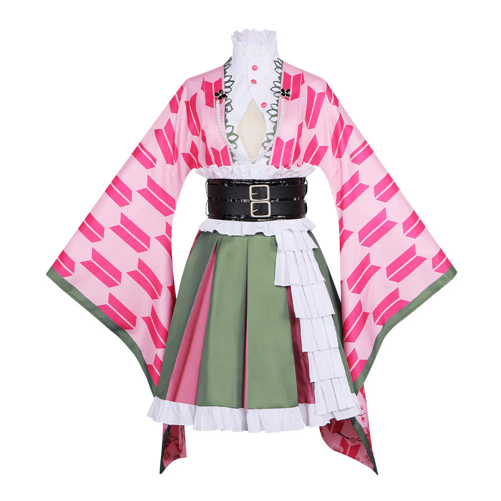 鬼灭之刃cos服甘露寺蜜璃五周年纪念祭女仆装cosplay动漫表演服装