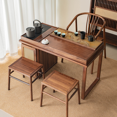 黑胡桃木色阳台北美小茶桌椅组合