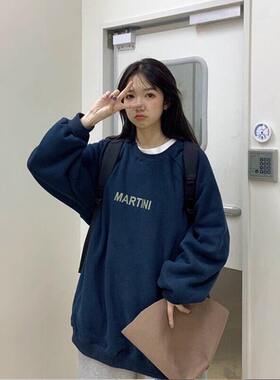 橙色卫衣女秋冬薄款2026新款欧货爆款时尚宽松中长版美式潮牌外套