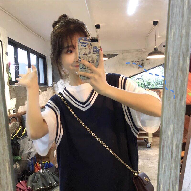 假两件背心短袖t恤女2025新款夏季韩版欧货宽松中长版运动篮球服