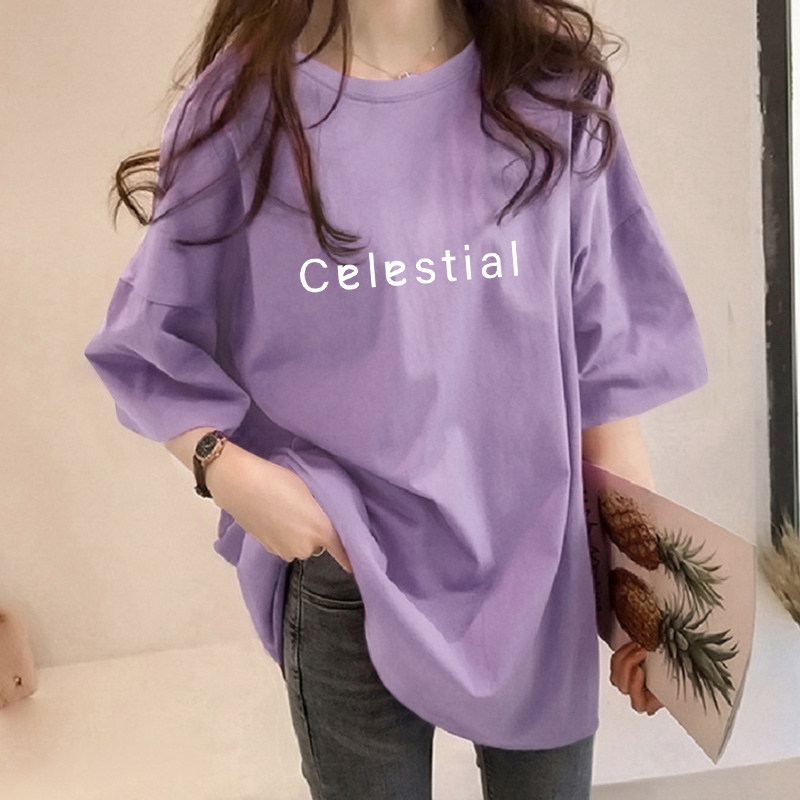 白领哥弟新紫色短袖T恤女