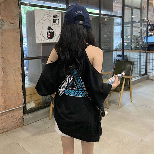 黑色短袖T恤女夏季韩版设