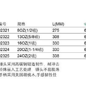 【含税】世达工具 木柄羊角锤 92321 92322 92323 92324 92325
